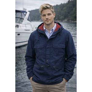 Abercrombie & Fitch Navy Blue Jacket (Large)